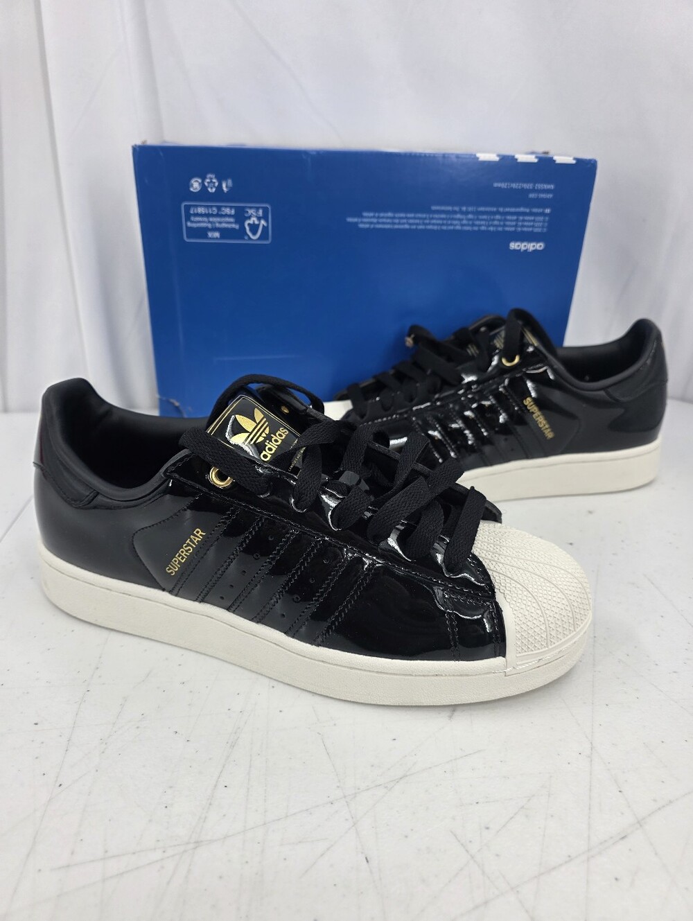 New Adidas Originals Superstar II Patent Leather Core Black Men's Shoes KI2022.